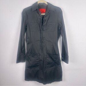 Z Spoke Zac Posen New York Black Lace Up Long Sleeves Pockets Mini Dress 6